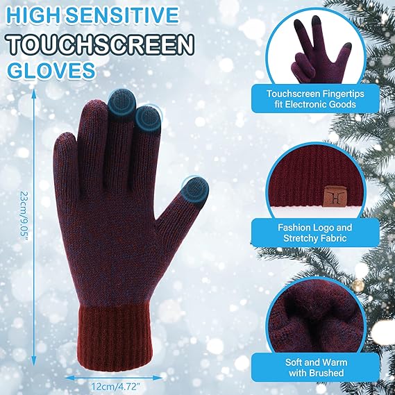 Mens Winter Knit Hat Beanie Long Neck Scarf Touchscreen  display picture 2